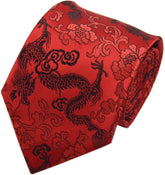 Men'S Silk Tie Dragon Peony Embroidery Woven Wedding Formal Necktie Gift